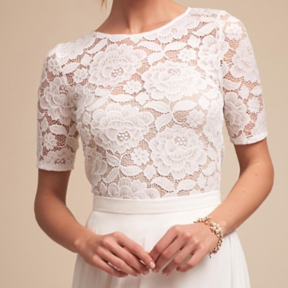 BHLDN Tops - Anthropologie BHLDN white lace Jive crop top